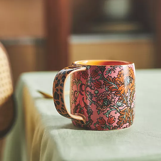 pink floral mug