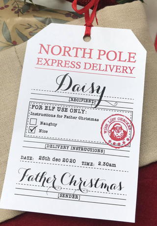 Father Christmas delivery tag Not on the High Street
