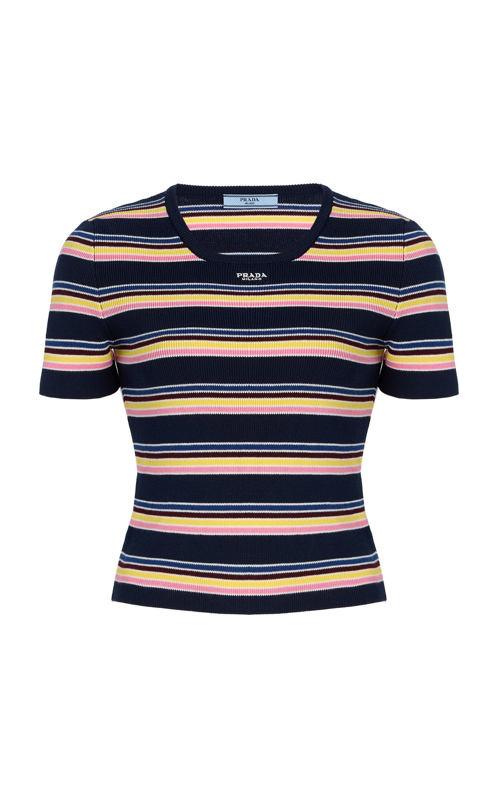 Striped Ribbed-Cotton T-Shirt