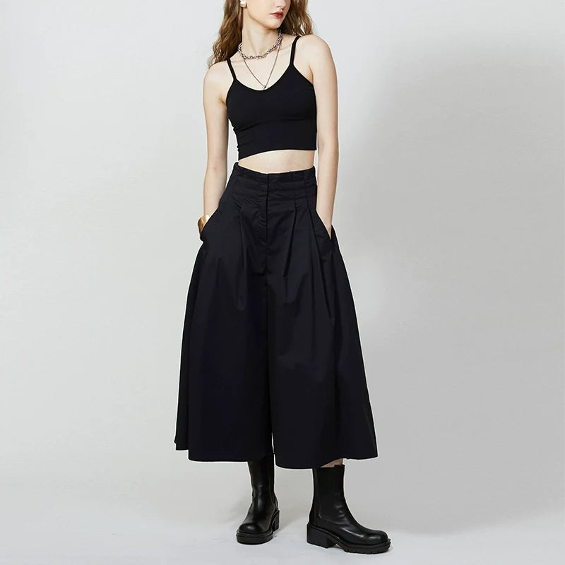 High-Waisted Wide-Leg Skirt Pants