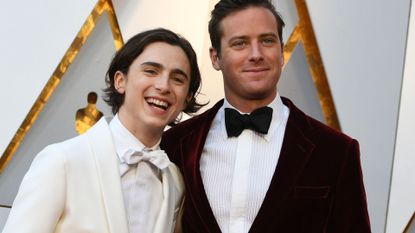 Actor Timothée Chalamet, left, and Actor Armie Hammer arrive for the 90th Annual Academy Awards on March 4, 2018, in Hollywood, California