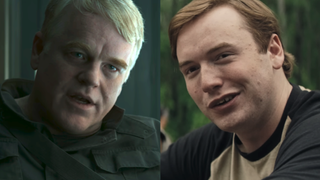Philip Seymour Hoffman in Mockingjay Part 1 side-by-side with Cooper Hoffman in The Long Walk