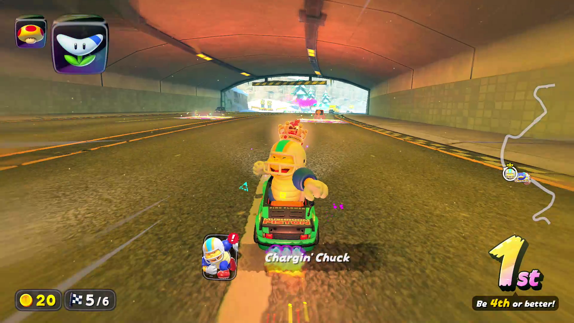 Racing as Chargin' Chuck in Mario Kart World