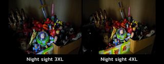 A demonstration of the notable night sight improvement in the 4XL: more range, better contrast and color.The image