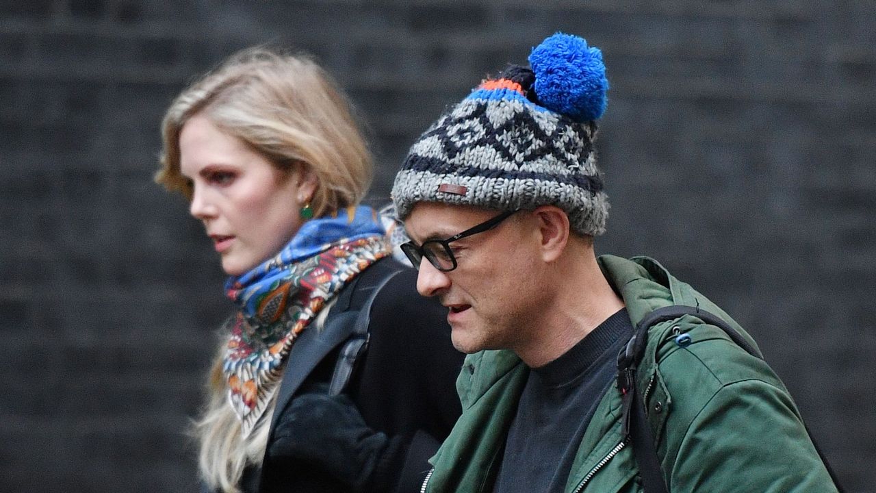 Special advisor Dominic Cummings and government advisor Cleo Watson arrive at 10 Downing Street