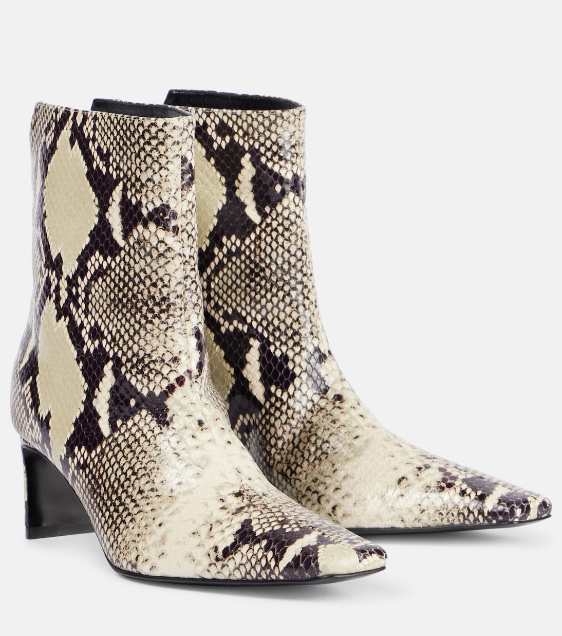Ona 55 Snake-Effect Leather Ankle Boots