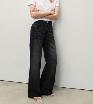 Image of black wide leg jeans