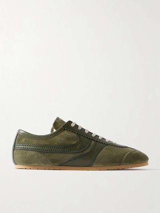 Leather-Trimmed Suede Sneakers