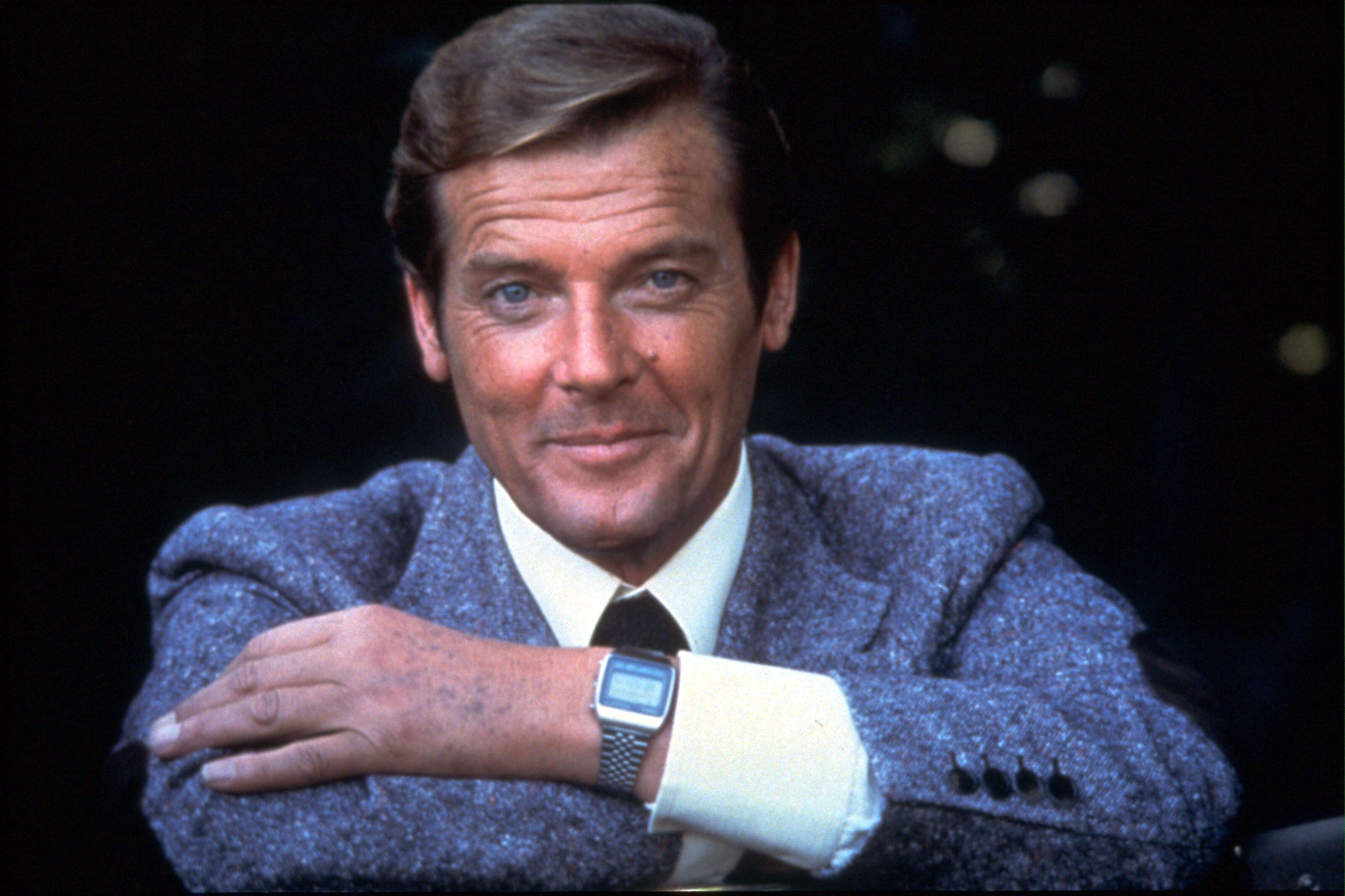 Roger Moore photographed while playing James Bond, 007, in 'Moonraker', directed by Lewis Gilbert.