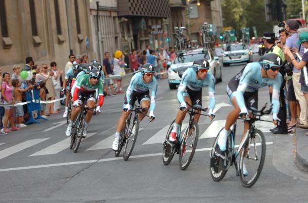 Gert Steegmans leads his Omega Pharma - Quickstep team through a corner