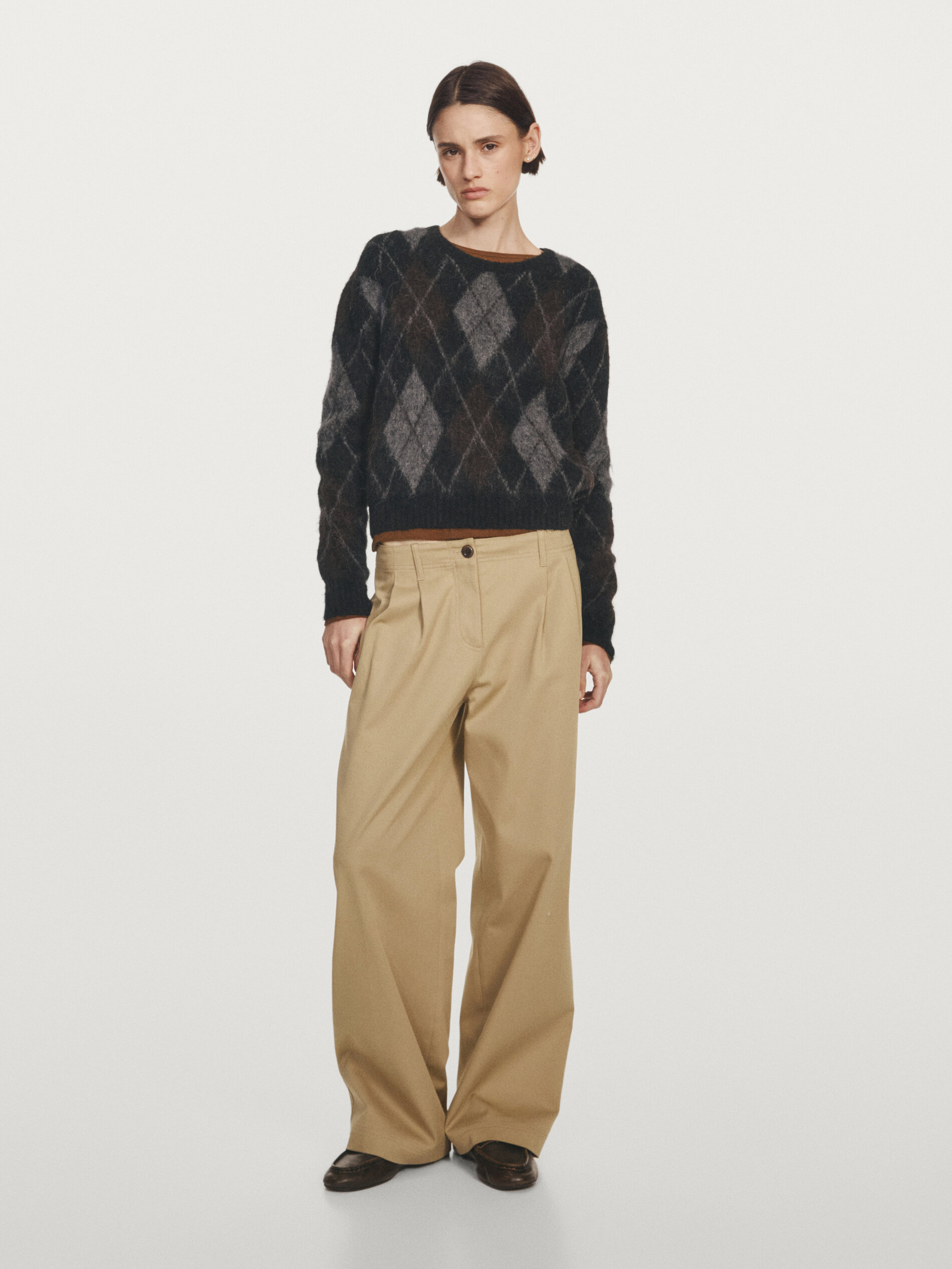 Argyle Knit Wool and Alpaca Sweater