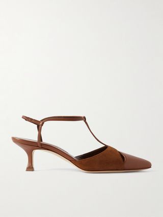 Turgimod 50 Cutout Leather and Suede Slingback Pumps