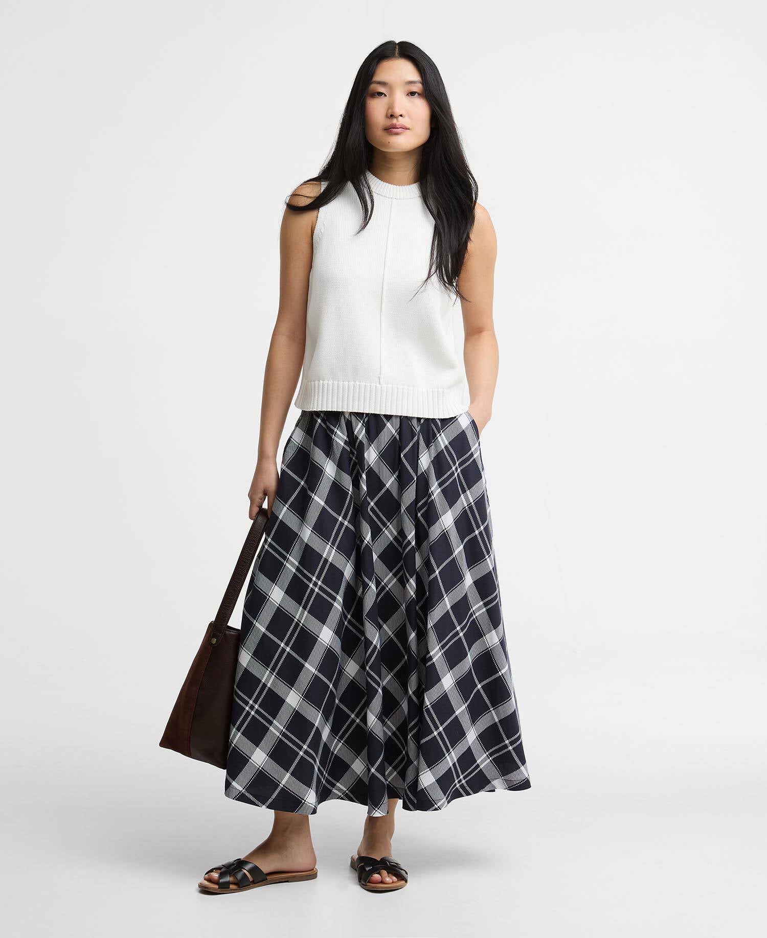 Baiton Tartan Midi Skirt