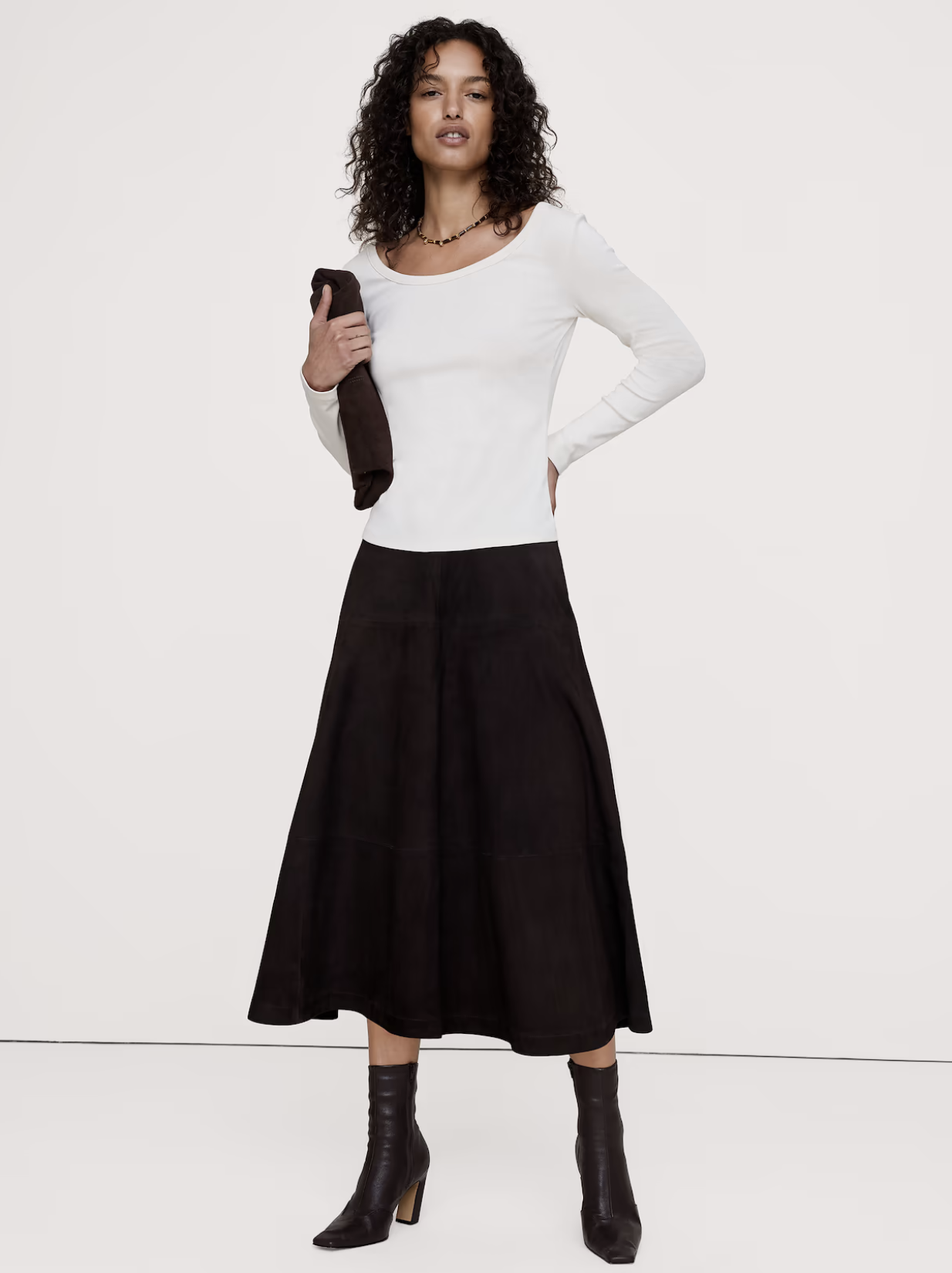 Banana Republic, Minimalist Cotton Long-Sleeve Scoop-Neck T-Shirt