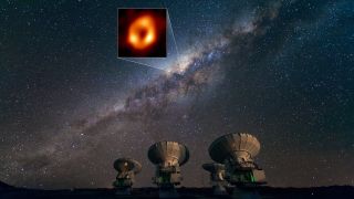 The Milky Way and the location of its central black hole as viewed from the Atacama Large Millimeter/submillimeter Array.