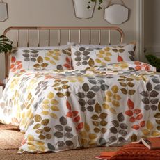 bedding with retro leaves cotton rich double duvet and pillowcase set