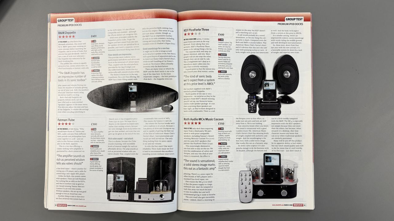 iPod docks in What Hi-Fi? magazine