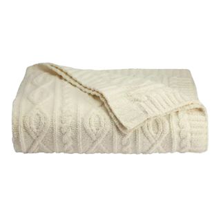 Ivory cable knit throw blanket
