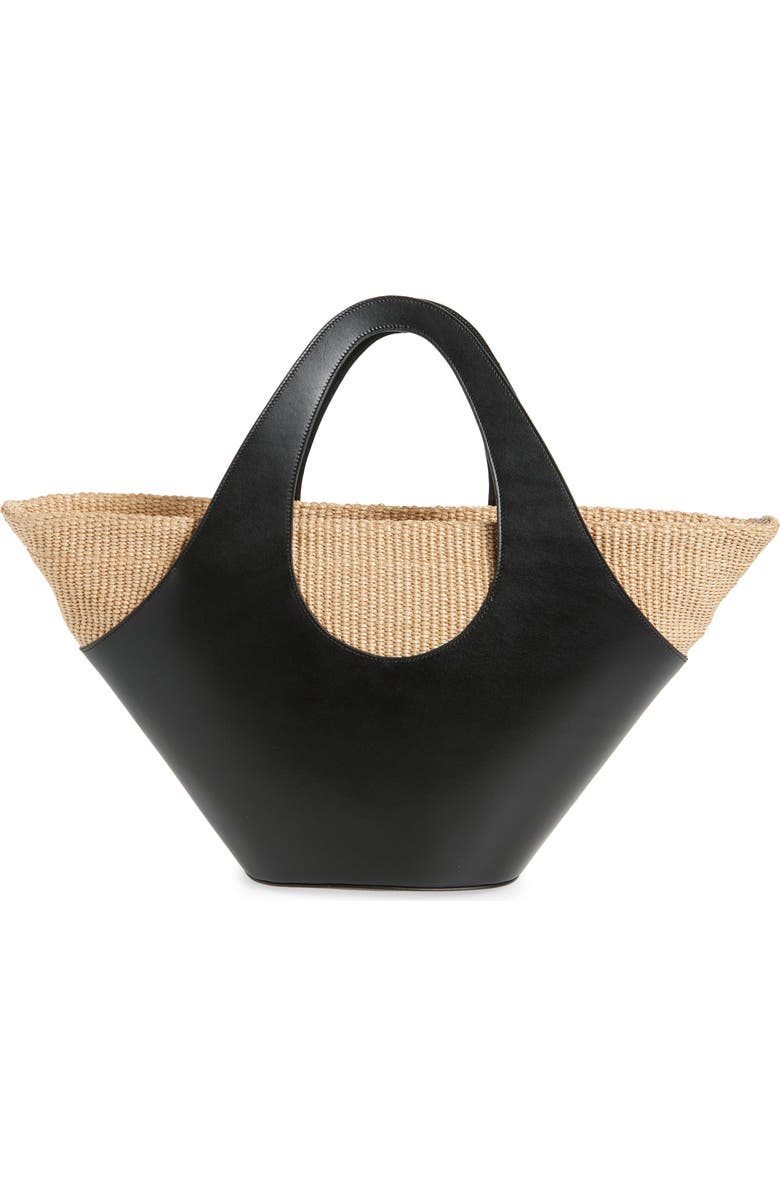 Siena Leather 
Raffia Top Handle Tote