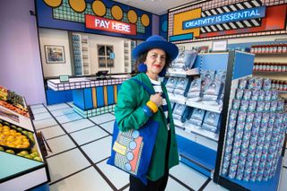 Camille Walala pictured inside 'Supermarket' at London's Design Museum