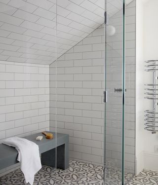 Attic ensuite bathroom with steam shower