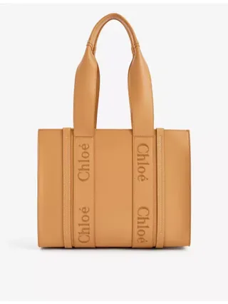 Woody Medium Leather Tote Bag