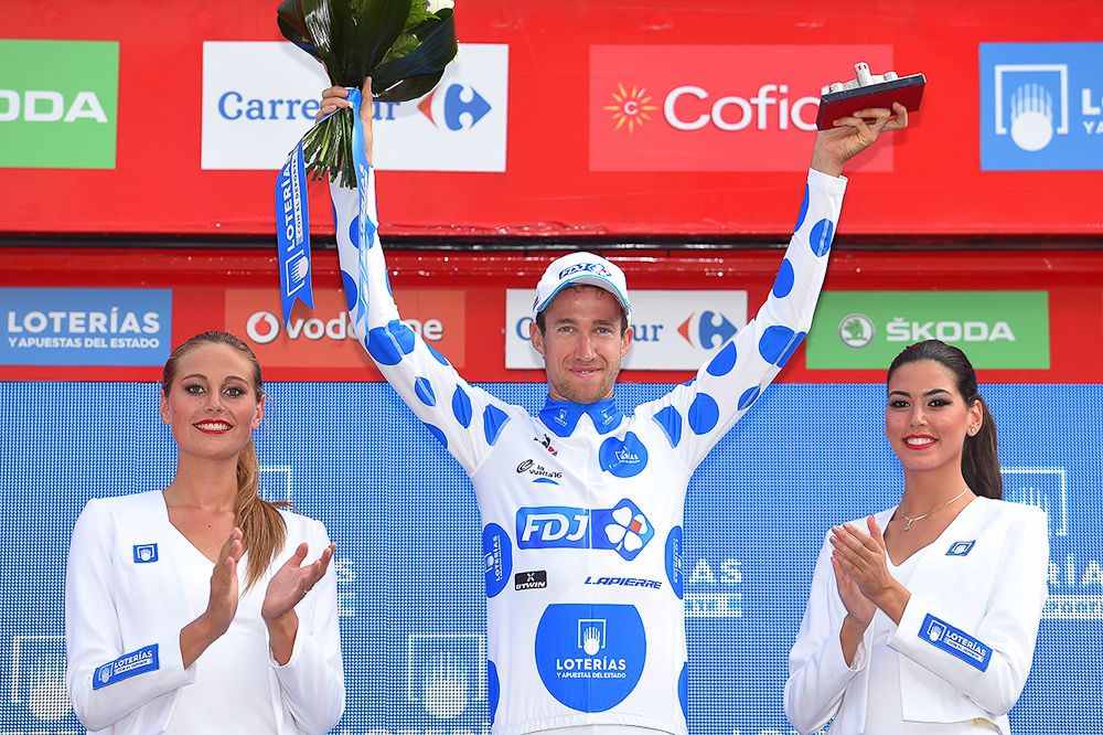 Alexandre Geniez in the polka dot mountains jersey at the Vuelta