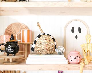 Shelf of cute Halloween decorations