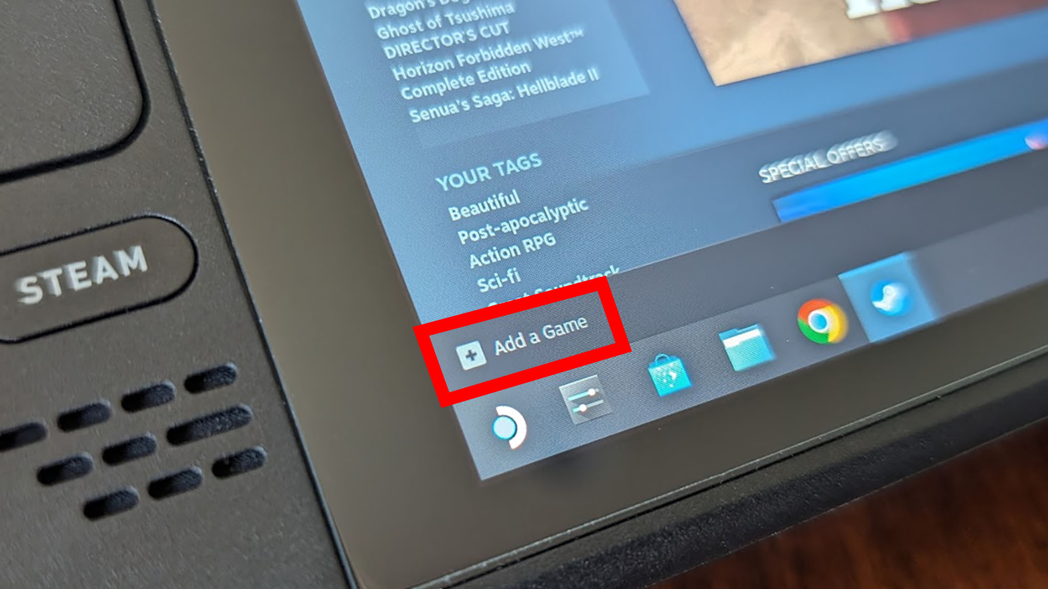 Google on Steam Deck: Add a Game