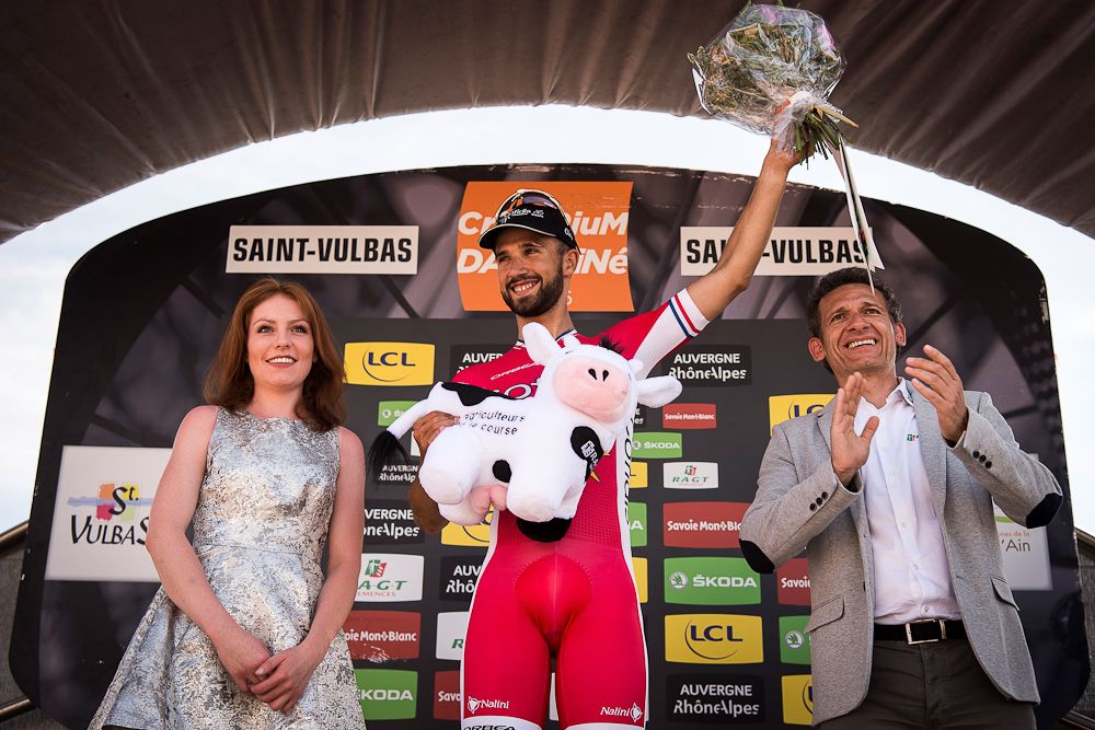 Nacer Bouhanni on Dauphine's stage 1 podium