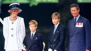 Prince Charles and Princess Diana and Princes William & Harry Attend The VJ Day 50th Anniversary Celebrations In London