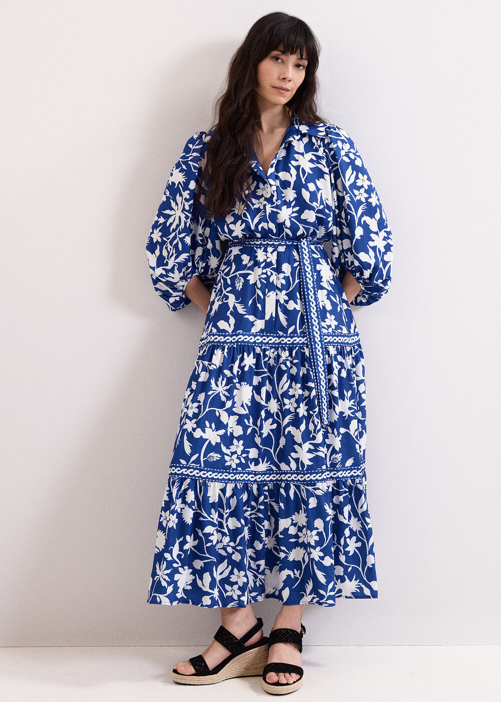 Coralie Blue Midi Shirt Dress