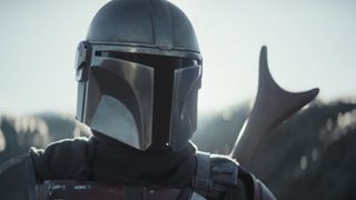   A frame from the next Star Wars television show, The Mandalorian. 
