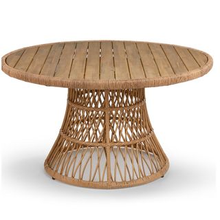 An outdoor wooden table