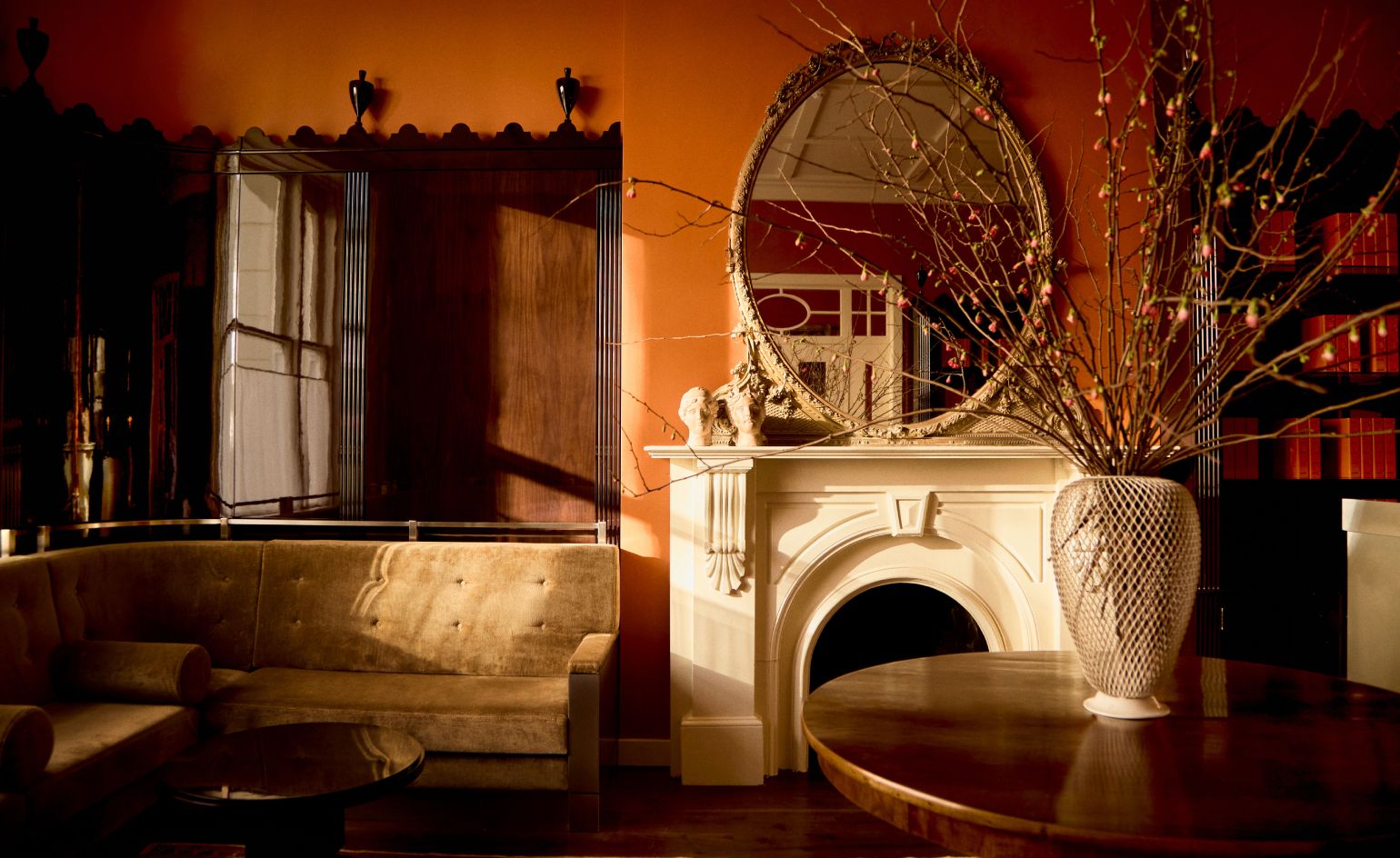 Public House restaurant red interior with tartan walls