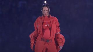 Rihanna during her Super Bowl halftime performance in 2023.