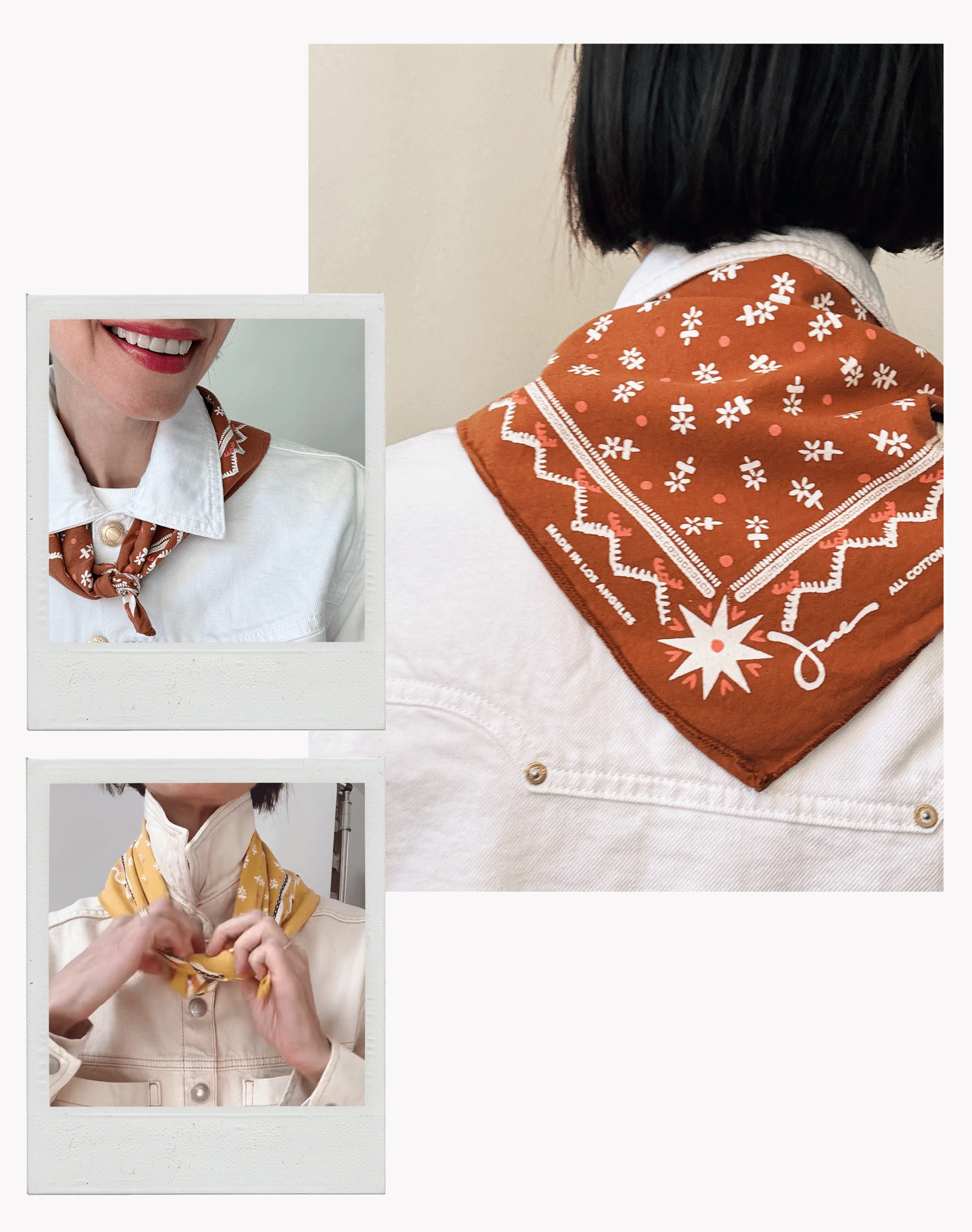 Jane Herman wearing a bandana.