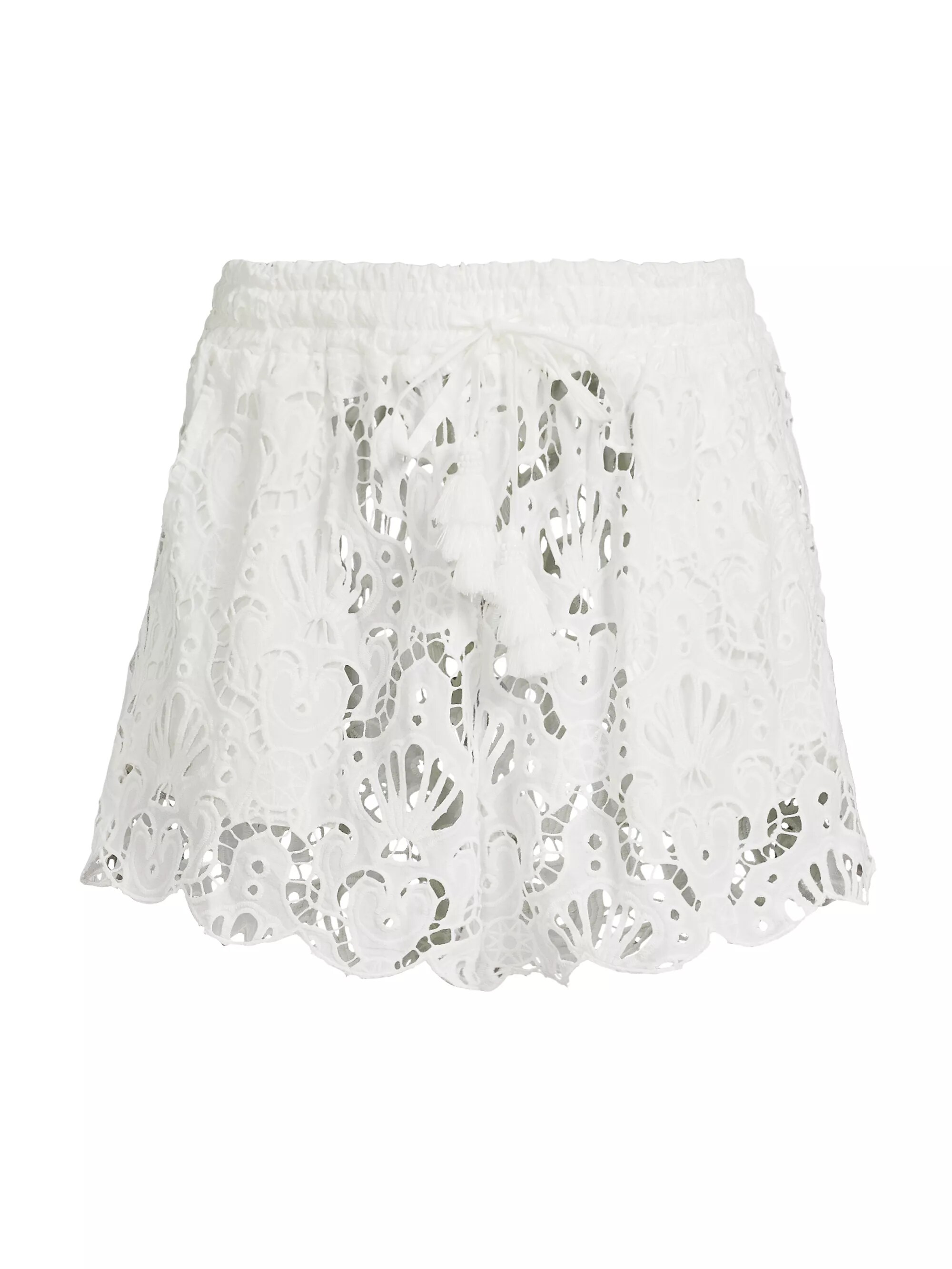 Seashell Eyelet Cotton Cover-Up Shorts