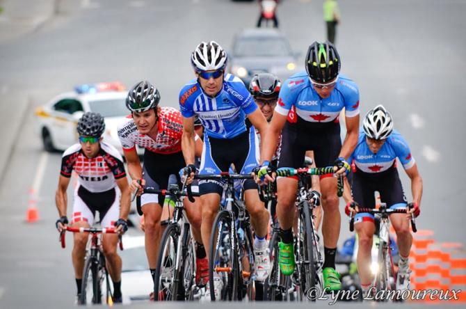 The three GC contenders lead the break with one lap to go