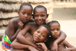 South African children posing. Great trekking December 15, 2005 in South Africa. 