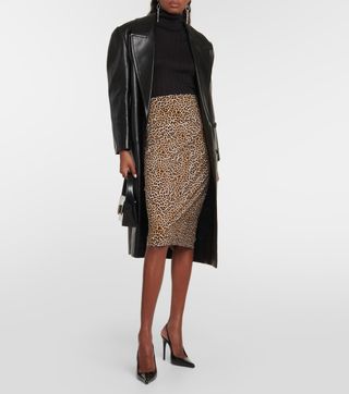 Norma Kamali Leopard-Printed Pencil Skirt