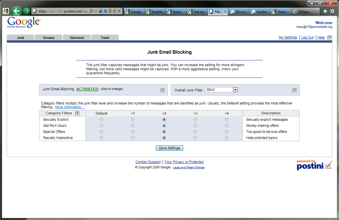 The Postini control panel is separate from the Google Apps control panel, but it&rsquo;s still simple to use.