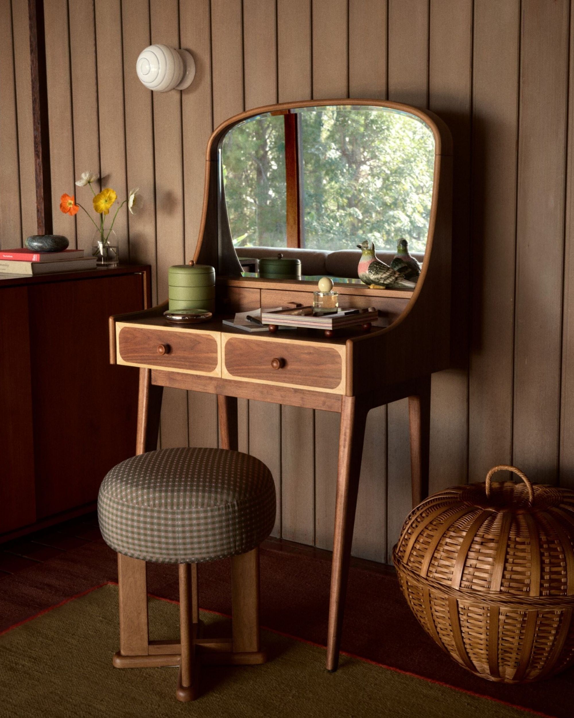 West Elm x Emma Chamberlain, Carved wood vanity desk