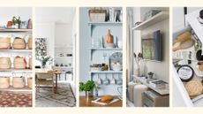 compilation framed image of five rooms showing the decluttering mistakes to avoid