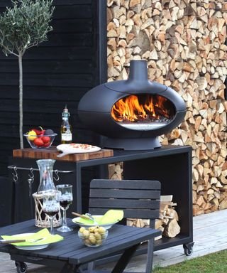 tabletop outdoor oven on a patio