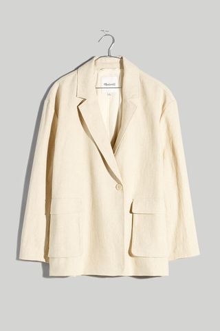Madewell The Cargo Double-Breasted Blazer in Linen-Cotton