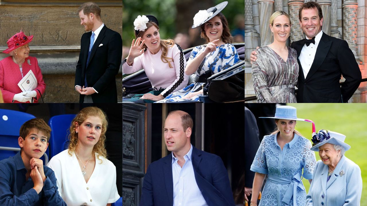 The Queen&#039;s grandchildren alongside her and each other at different events