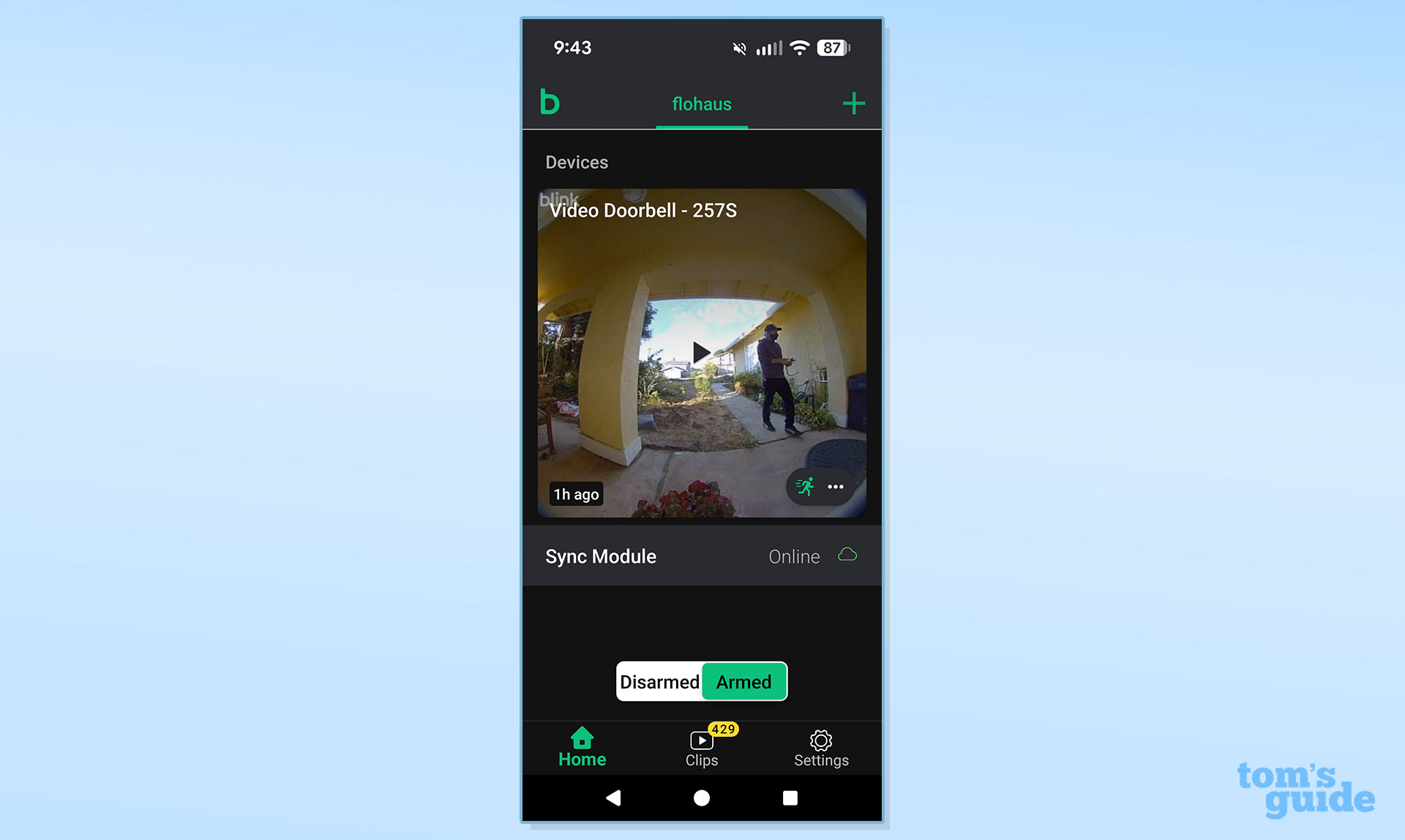 Screenshot of the Blink Video Doorbell (2nd gen) app