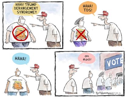 Political Cartoon U.S. Trump supporter voting 2020&nbsp;