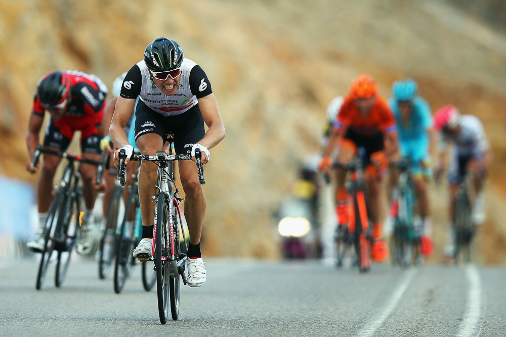 Edvald Boasson Hagen wins the uphill sprint during stage 2 in Oman.